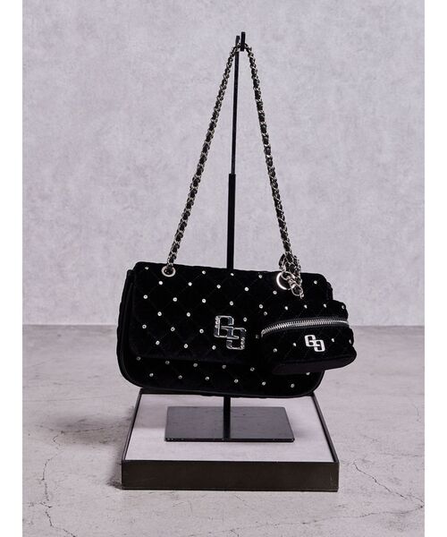 GYDA(ジェイダ)の「GGベロアbijou quiltingショルダーBAG(ショルダーバッグ・レディース・オフホワイト/ブラック/ピンク・FREE)」の6枚目の写真