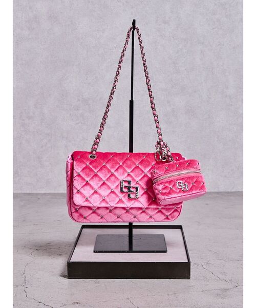 GYDA(ジェイダ)の「GGベロアbijou quiltingショルダーBAG(ショルダーバッグ・レディース・オフホワイト/ブラック/ピンク・FREE)」の7枚目の写真