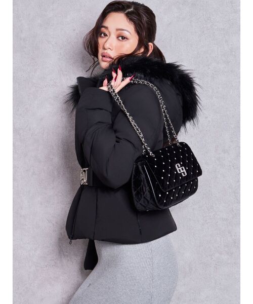 GYDA(ジェイダ)の「GGベロアbijou quiltingショルダーBAG(ショルダーバッグ・レディース・オフホワイト/ブラック/ピンク・FREE)」の8枚目の写真