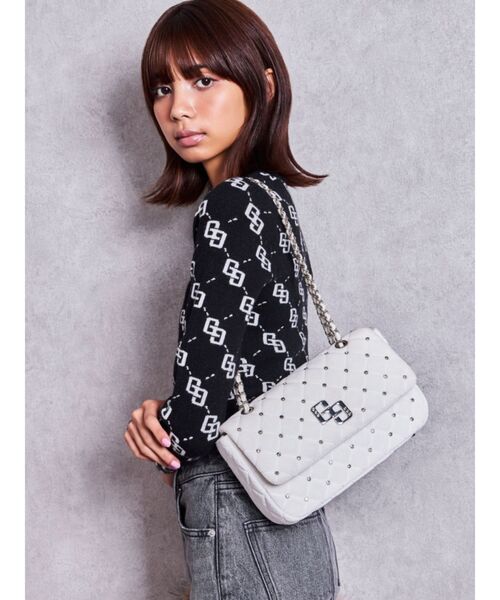 GYDA(ジェイダ)の「GGベロアbijou quiltingショルダーBAG(ショルダーバッグ・レディース・オフホワイト/ブラック/ピンク・FREE)」の11枚目の写真