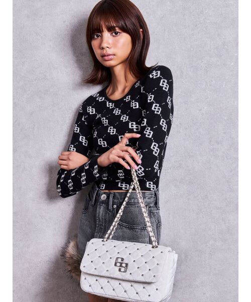 GYDA(ジェイダ)の「GGベロアbijou quiltingショルダーBAG(ショルダーバッグ・レディース・オフホワイト/ブラック/ピンク・FREE)」の12枚目の写真