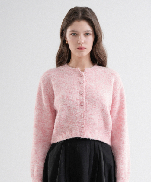 VLETI(ブレッティ)の「Wool Color Mixed Knit Round Cardigan (Light_pink)(カーディガン/ボレロ・レディース・ライトピンク・FREE)」の1枚目の写真