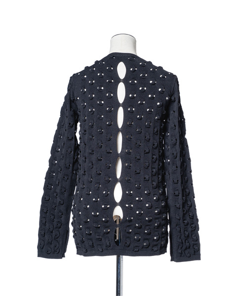 muller of yoshiokubo（ミュラーオブヨシオクボ）の「muller of yoshiokubo ミュラーオブヨシオクボ / VOID KNIT TOP ヴォイドシアーニットトップス / MLF26801（ニット/セーター・レディース・ブラック/モスグリーン・38）」の4枚目の写真