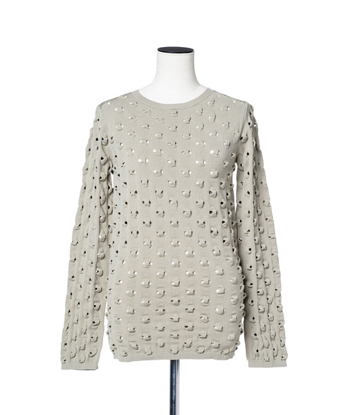 muller of yoshiokubo（ミュラーオブヨシオクボ）の「muller of yoshiokubo ミュラーオブヨシオクボ / VOID KNIT TOP ヴォイドシアーニットトップス / MLF26801（ニット/セーター・レディース・ブラック/モスグリーン・38）」の8枚目の写真