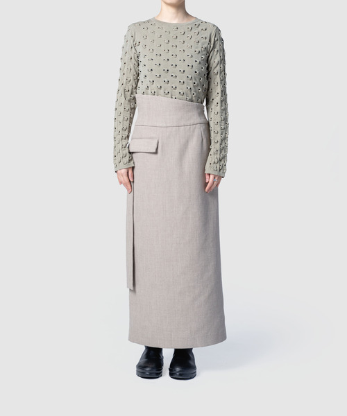 muller of yoshiokubo（ミュラーオブヨシオクボ）の「muller of yoshiokubo ミュラーオブヨシオクボ / VOID KNIT TOP ヴォイドシアーニットトップス / MLF26801（ニット/セーター・レディース・ブラック/モスグリーン・38）」の10枚目の写真
