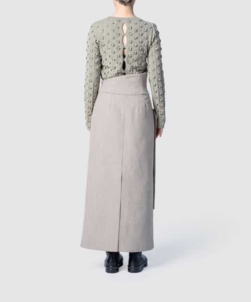 muller of yoshiokubo（ミュラーオブヨシオクボ）の「muller of yoshiokubo ミュラーオブヨシオクボ / VOID KNIT TOP ヴォイドシアーニットトップス / MLF26801（ニット/セーター・レディース・ブラック/モスグリーン・38）」の12枚目の写真
