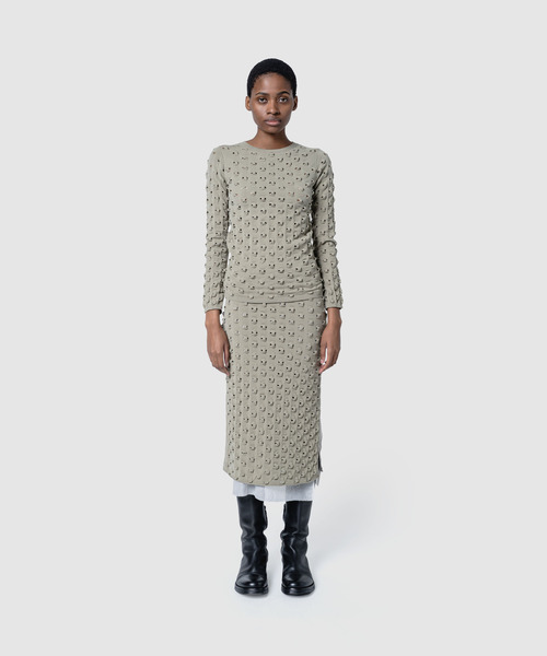 muller of yoshiokubo（ミュラーオブヨシオクボ）の「muller of yoshiokubo ミュラーオブヨシオクボ / VOID KNIT TOP ヴォイドシアーニットトップス / MLF26801（ニット/セーター・レディース・ブラック/モスグリーン・38）」の13枚目の写真
