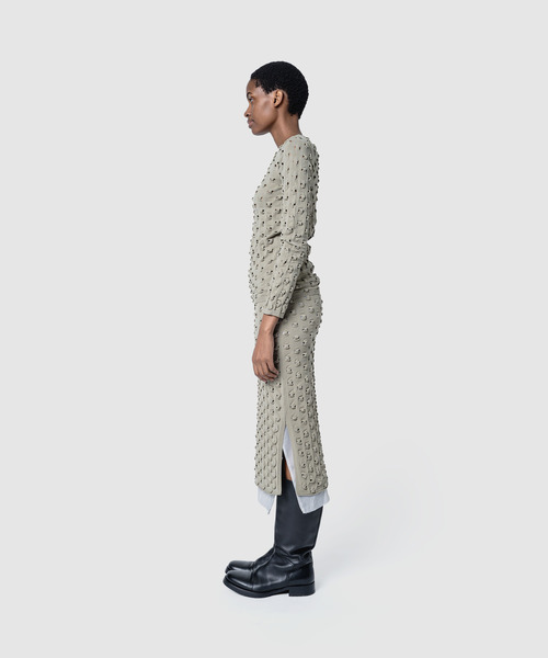 muller of yoshiokubo（ミュラーオブヨシオクボ）の「muller of yoshiokubo ミュラーオブヨシオクボ / VOID KNIT TOP ヴォイドシアーニットトップス / MLF26801（ニット/セーター・レディース・ブラック/モスグリーン・38）」の14枚目の写真
