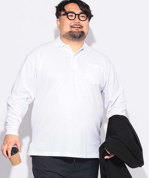B&T CLUB(ビーティークラブ)の「ポロシャツ 長袖 メンズ 大きいサイズ DRY ダブル編み 鹿の子 3Dパターン B&T CLUB (ビーアンドティークラブ)(ポロシャツ・メンズ・ネイビー/ブラック/ホワイト/ダークグレー・X4(8L~9L)/X1(3L~4L)/X3(6L~7L)/X2(4L~5L))」の9枚目の写真