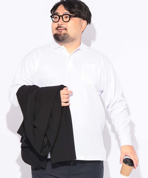 B&T CLUB(ビーティークラブ)の「ポロシャツ 長袖 メンズ 大きいサイズ DRY ダブル編み 鹿の子 3Dパターン B&T CLUB (ビーアンドティークラブ)(ポロシャツ・メンズ・ネイビー/ブラック/ホワイト/ダークグレー・X4(8L~9L)/X1(3L~4L)/X3(6L~7L)/X2(4L~5L))」の12枚目の写真