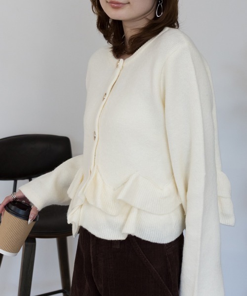 RCD(アールシーディー)の「ペプラム ニット カーディガン(ニット/セーター・レディース・ブラック/アイボリー/ピンク・FREE)」の18枚目の写真