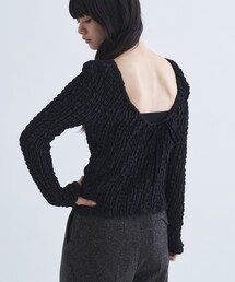 CODE A（コードエー）の「crinkle ribbon 2way top（Tシャツ/カットソー）」