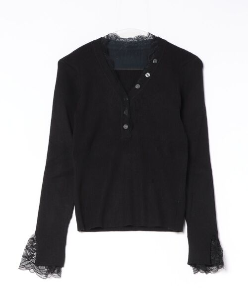STAY MOTION（ステイモーション）の「【WEB限定】Vネックレースニットトップス［骨格ウェーブ／フェミニン／韓国ガーリー］（ニット/セーター・レディース・アイボリー/ピンク/ブラック・F）」の15枚目の写真