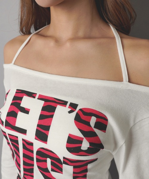 SPINNS(スピンズ)の「ホルターネック長袖カットソー/ゼブラロゴ/平成ギャル(Tシャツ/カットソー・レディース・オフホワイト/ブラック・ONESIZE)」の11枚目の写真