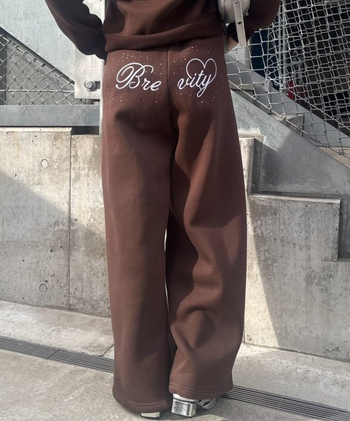 Another Branch olive des olive（アナザーブランチオリーブデオリーブ）の「バックロゴ刺繍ロゴワイドスウェットパンツ（スウェットパンツ・レディース・グレー/ブラック/ブラウン・FREE）」の3枚目の写真