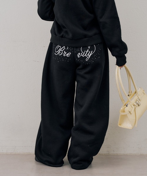 Another Branch olive des olive（アナザーブランチオリーブデオリーブ）の「バックロゴ刺繍ロゴワイドスウェットパンツ（スウェットパンツ・レディース・グレー/ブラック/ブラウン・FREE）」の4枚目の写真