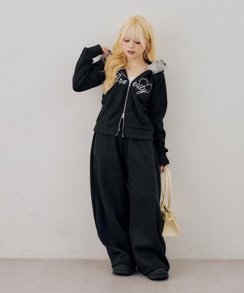 Another Branch olive des olive（アナザーブランチオリーブデオリーブ）の「バックロゴ刺繍ロゴワイドスウェットパンツ（スウェットパンツ・レディース・グレー/ブラック/ブラウン・FREE）」の7枚目の写真