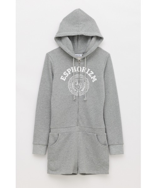 LAGUA GEM(ラグアジェム)の「PATCHWORK HOODIE ロンパース(つなぎ/オールインワン・レディース・ネイビー/杢グレー/ブラック・SMALL/MEDIUM)」の2枚目の写真
