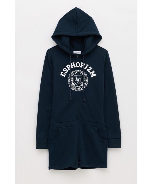 LAGUA GEM(ラグアジェム)の「PATCHWORK HOODIE ロンパース(つなぎ/オールインワン・レディース・ネイビー/杢グレー/ブラック・SMALL/MEDIUM)」の3枚目の写真
