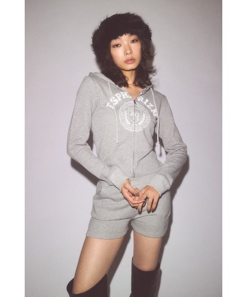 LAGUA GEM(ラグアジェム)の「PATCHWORK HOODIE ロンパース(つなぎ/オールインワン・レディース・ネイビー/杢グレー/ブラック・SMALL/MEDIUM)」の4枚目の写真