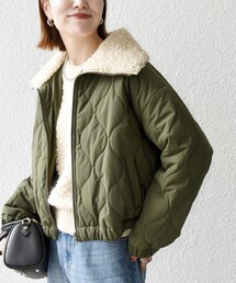 〈洗濯機可能〉ボア カラー キルティング ショート 中綿 ブルゾン
