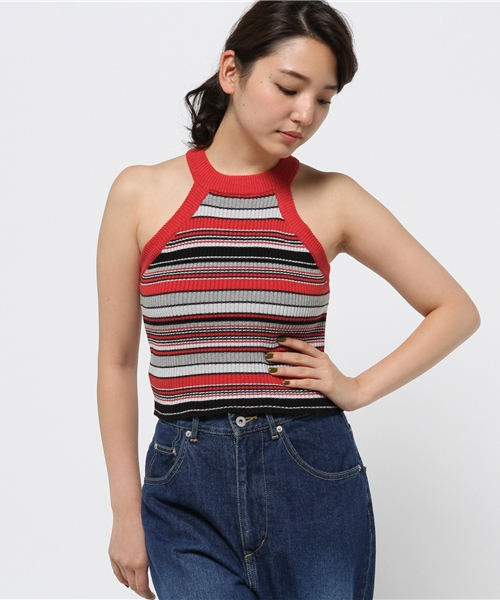 SLY（スライ）の「MIX BORDER アメスリT/T（タンクトップ・レディース・ブラック/レッド・FREE）」の12枚目の写真