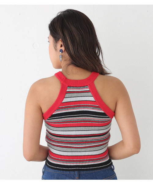 SLY（スライ）の「MIX BORDER アメスリT/T（タンクトップ・レディース・ブラック/レッド・FREE）」の8枚目の写真