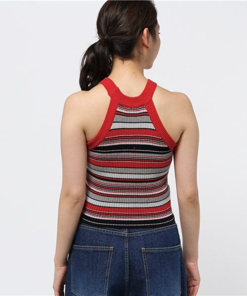 SLY（スライ）の「MIX BORDER アメスリT/T（タンクトップ・レディース・ブラック/レッド・FREE）」の5枚目の写真