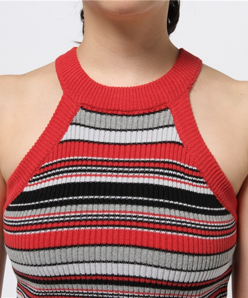 SLY（スライ）の「MIX BORDER アメスリT/T（タンクトップ・レディース・ブラック/レッド・FREE）」の6枚目の写真