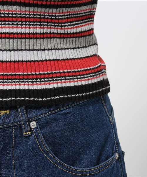 SLY（スライ）の「MIX BORDER アメスリT/T（タンクトップ・レディース・ブラック/レッド・FREE）」の7枚目の写真