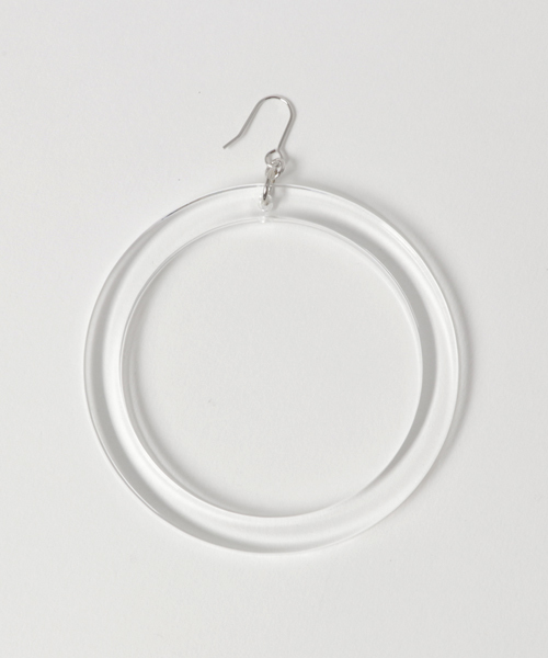 WEGO（ウィゴー）の「WEGO/アクリルラウンドピアス（ピアス（片耳用）・メンズ・ホワイト系その他/ホワイト/ブラック・FREE）」の2枚目の写真