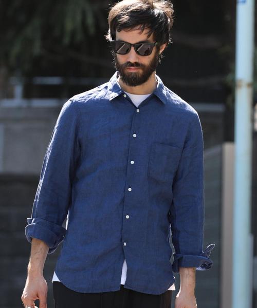 BEAUTY&YOUTH UNITED ARROWS（ビューティーアンドユースユナイテッドアローズ）の「BY サフィラン リネン シャツ ◆（シャツ/ブラウス・メンズ・ブラック/ホワイト/ナチュラル/ロイヤルブルー/ライトブルー・SMALL/MEDIUM/X-LARGE/X-SMALL/LARGE）」の5枚目の写真