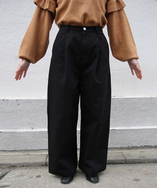 select MOCA(セレクトモカ)の「ツイルフロントタック美形シルエットワイドパンツ(その他パンツ・レディース・ブラック/モカ/カーキ/ベージュ/マスタード/レッド・FREE)」の14枚目の写真