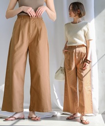 ツイルフロントタック美形シルエットワイドパンツ