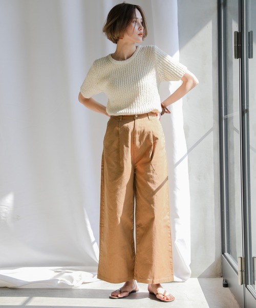 ツイルフロントタック美形シルエットワイドパンツ（その他パンツ