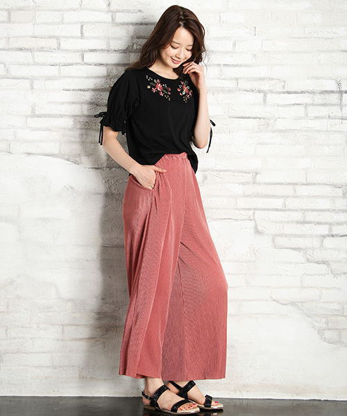 Honeys（ハニーズ）の「プリーツワイドパンツ（その他パンツ・レディース・ブラック/ブラック系その他/レッド系その他/ピンク/ブルー系その他/グリーン系その他・L/M）」の17枚目の写真