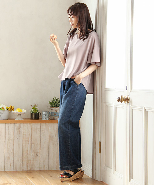 Honeys(ハニーズ)の「【S~LLサイズ豊富】デニムワイドロング丈(デニムパンツ・レディース・ワンウォッシュ/インディゴブルー・LL/M/L/S)」の15枚目の写真