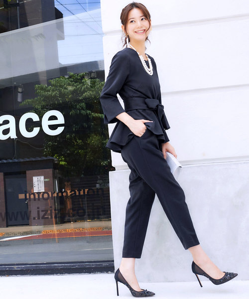 フレアーペプラムトップス&パンツ2点セットアップフォーマルセレモニースーツ/入学式（入園式）・卒業式（卒園式）・七五三・お宮参り・学校行事・参観-ママ対応