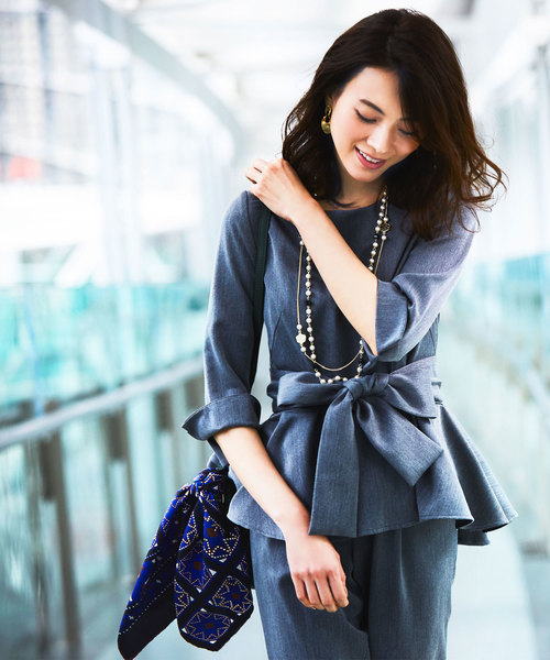 フレアーペプラムトップス&パンツ2点セットアップフォーマルセレモニースーツ/入学式（入園式）・卒業式（卒園式）・七五三・お宮参り・学校行事・参観-ママ対応