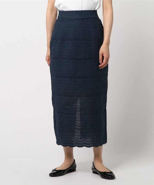 N.（N. Natural Beauty Basic）（エヌエヌナチュラルビューティーベーシック）の「コットンレースタイトミモレスカート（スカート・レディース・レッド/ネイビー・MEDIUM）」の10枚目の写真