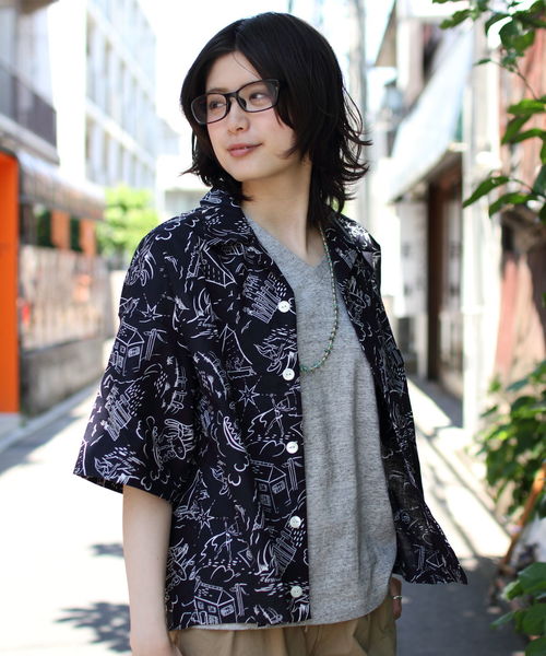 美品 Haversack リヨセル オープンカラーシャツ ハバーサック HAVERSACK｜コットン クロップド レギュラーカラー シャツ