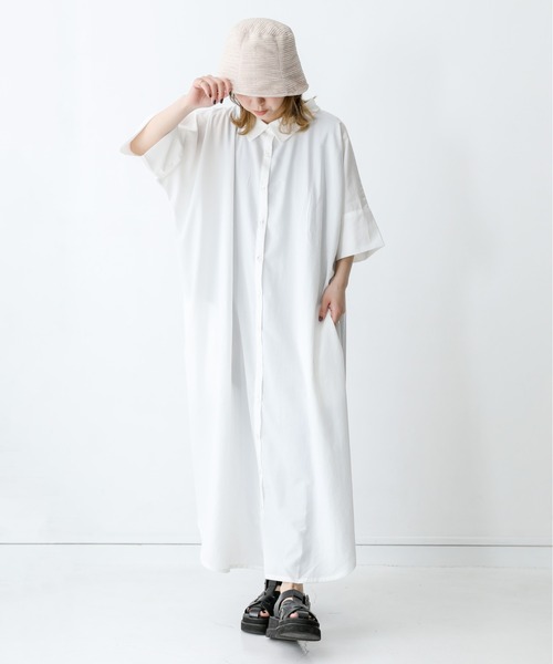 n'OrLABEL(ノアールレーベル)の「『ロングシャツワンピース』(シャツワンピース・レディース・ブラック/ネイビー/オフホワイト/グレー/グレイッシュベージュ・1/2)」の7枚目の写真