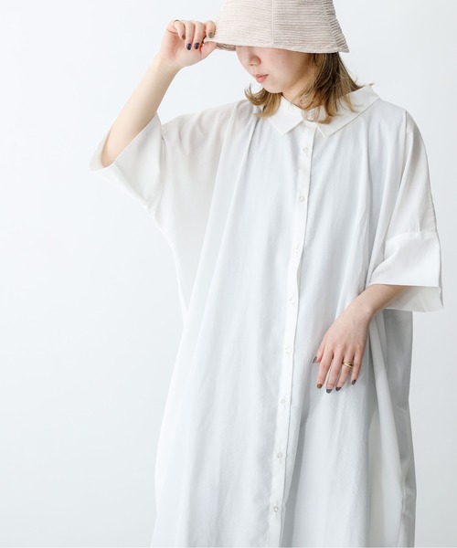 n'OrLABEL(ノアールレーベル)の「『ロングシャツワンピース』(シャツワンピース・レディース・ブラック/ネイビー/オフホワイト/グレー/グレイッシュベージュ・1/2)」の10枚目の写真