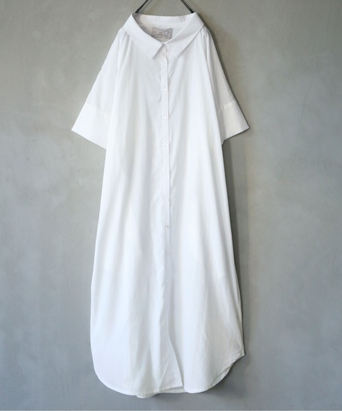 n'OrLABEL(ノアールレーベル)の「『ロングシャツワンピース』(シャツワンピース・レディース・ブラック/ネイビー/オフホワイト/グレー/グレイッシュベージュ・1/2)」の11枚目の写真