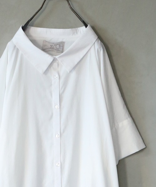 n'OrLABEL(ノアールレーベル)の「『ロングシャツワンピース』(シャツワンピース・レディース・ブラック/ネイビー/オフホワイト/グレー/グレイッシュベージュ・1/2)」の12枚目の写真