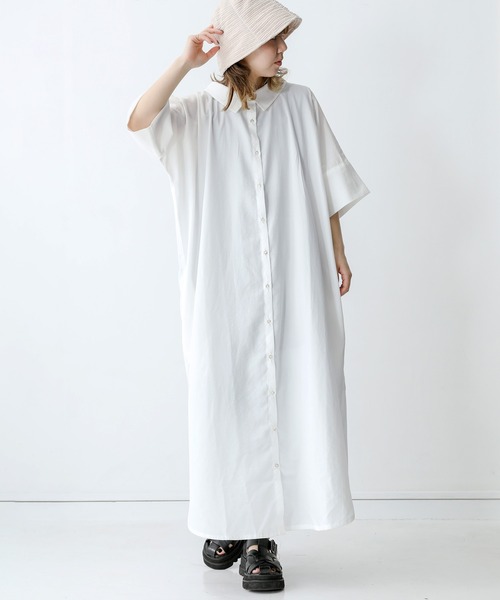 n'OrLABEL(ノアールレーベル)の「『ロングシャツワンピース』(シャツワンピース・レディース・ブラック/ネイビー/オフホワイト/グレー/グレイッシュベージュ・1/2)」の17枚目の写真