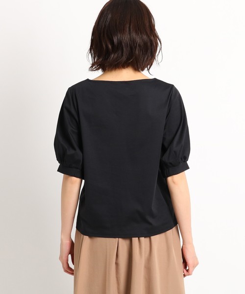 Sunauna(スーナウーナ)の「【洗える】ハートネック五分袖プルオーバー(Tシャツ/カットソー・レディース・ブラック/パープル/ブラック系1・38/40)」の6枚目の写真