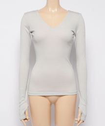 EARIH（アーリ）の「EARIH アーリ / WOOL RIB V/N INNER ウールリブVネックインナー / TA2030（Tシャツ/カットソー）」