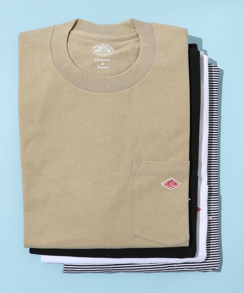 DANTON(ダントン)の「ダントン DANTON / ポケットTシャツ Pocket T-shirt(Tシャツ/カットソー・メンズ・ブラック/ベージュ/ホワイト×ネイビー/ホワイト・L/M/S)」の4枚目の写真