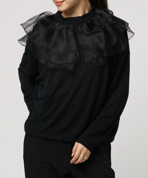 Candy Stripper（キャンディストリッパー）の「FRILLY COLLAR トップス（Tシャツ/カットソー・レディース・ブラック/ラベンダー/オフホワイト・2）」の14枚目の写真